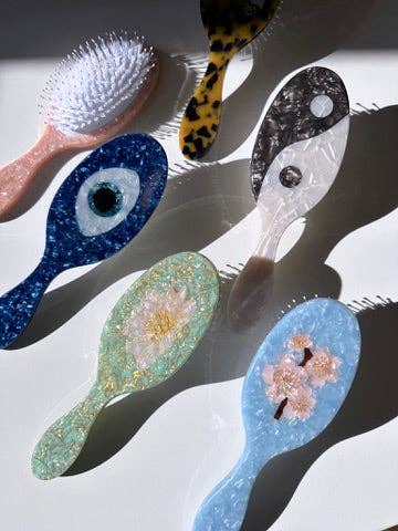 Hand-painted Cherry Blossom Acetate 2-1 Hair Brush | Eco-Fri