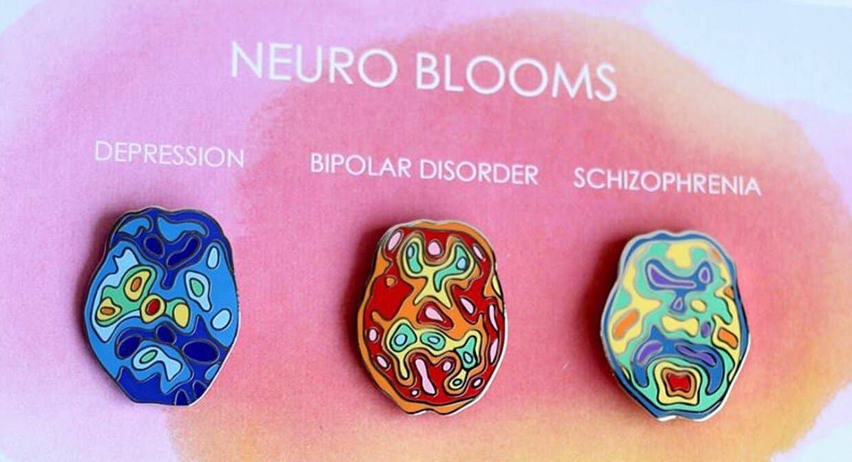 3 Pc Enamel Pin Set - Depression, Bipolar, Schizophrenia