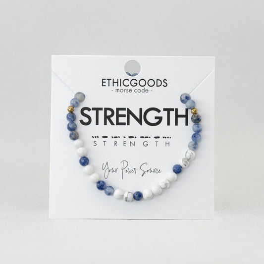 Morse Code Bracelet | STRENGTH Lapis & Howlite