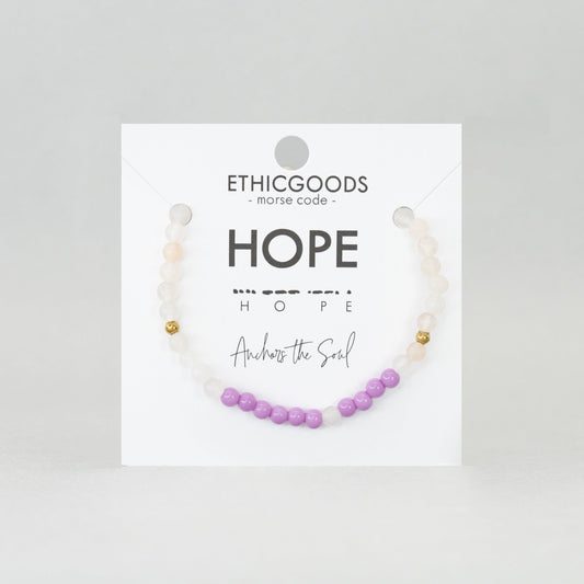 Morse Code Bracelet | HOPE  Pink Aventurine & Bright Lilac