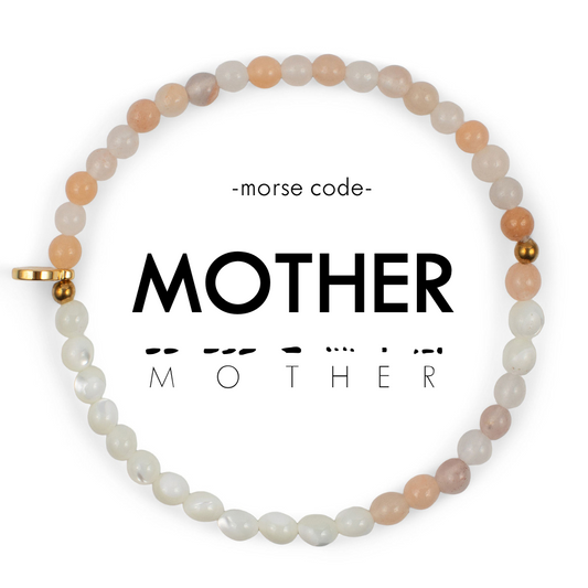 Morse Code Bracelet | MOTHER  Pink Aventurine & Mother of Pearl