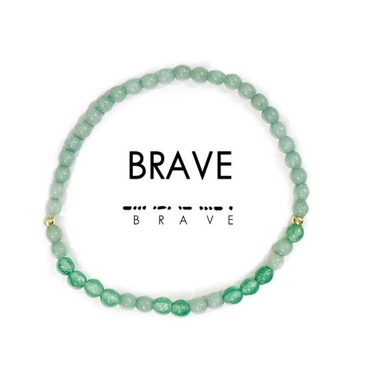Morse Code Bracelet | BRAVE  Emerald Quartz & Green Aventurine