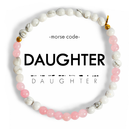 Morse Code Bracelet | DAUGHTER Rose Quartz & Howlite