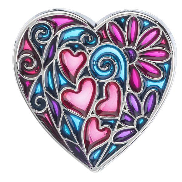 Kaleidoscope Heart Charms in a Basket