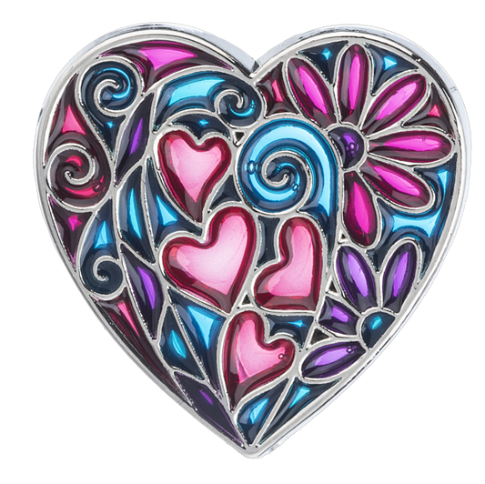 Kaleidoscope Heart Charms in a Basket