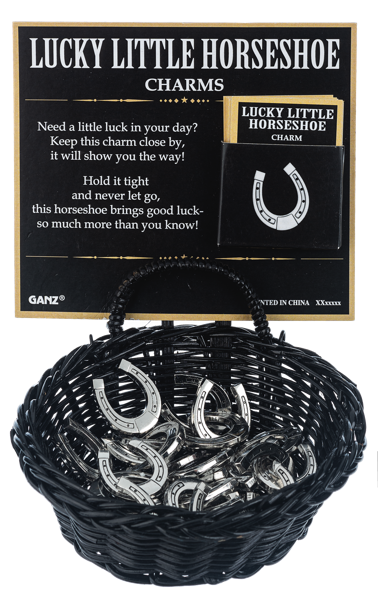 The Lucky Little Horseshoe Charms in a Basket