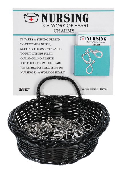 Nursing is a Work of Heart Charms in a Basket