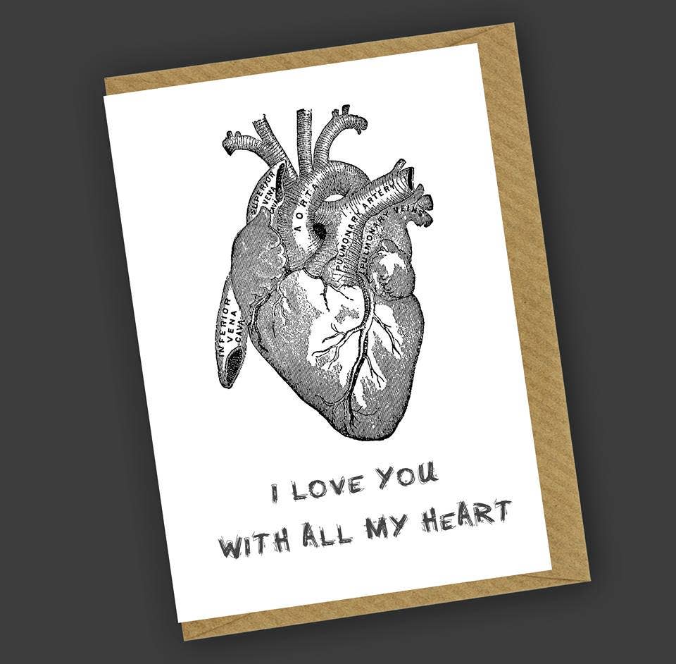 I Love You With All My Heart Greetings Card