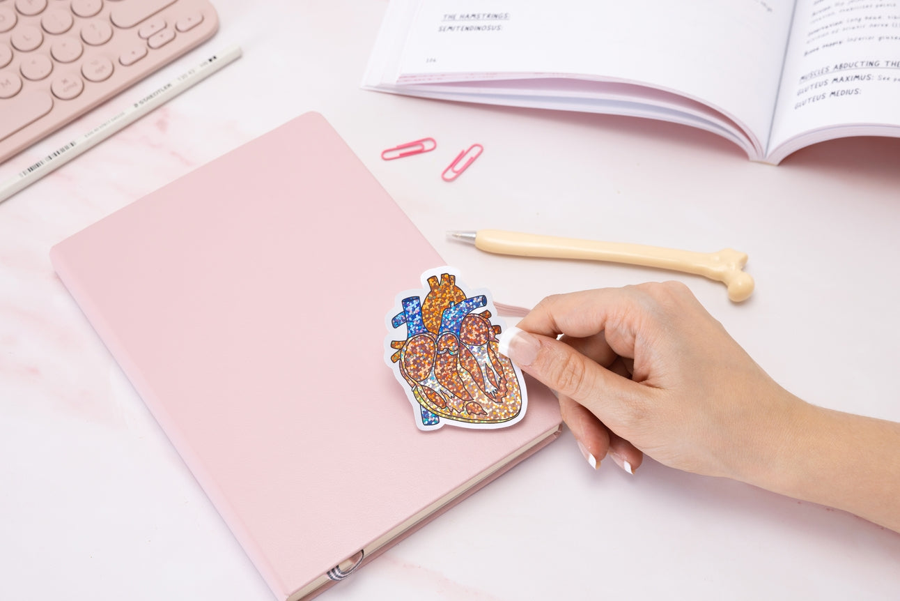Anatomy Heart Glitter Sticker