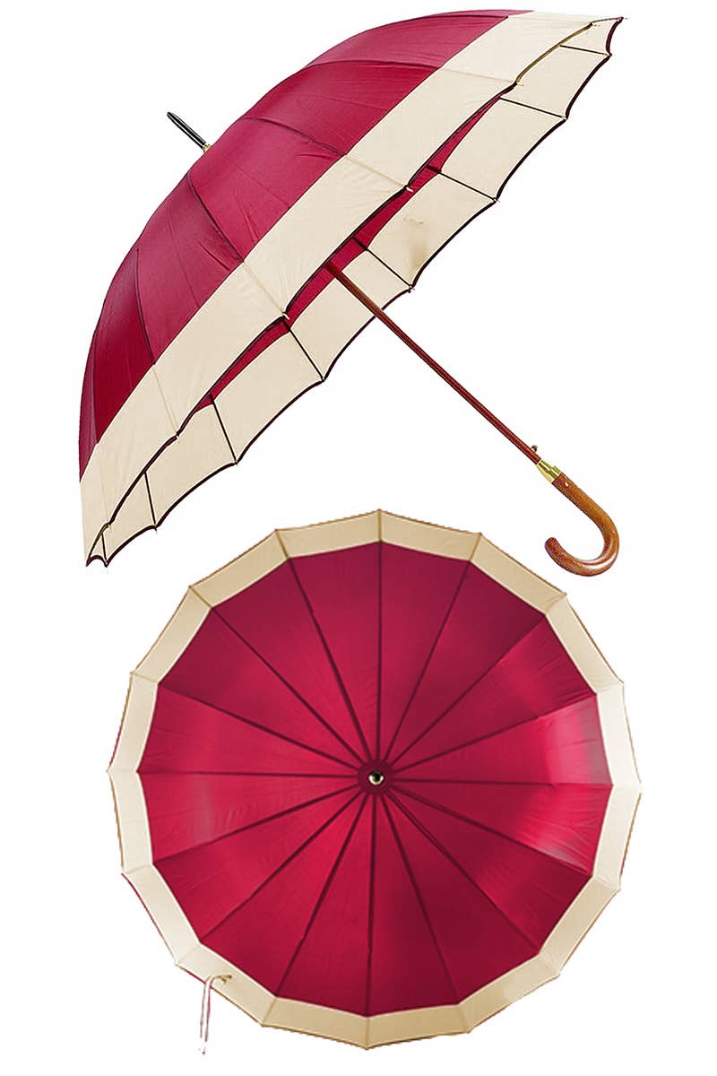 16 Panel Wooden Handle Umbrella 48"