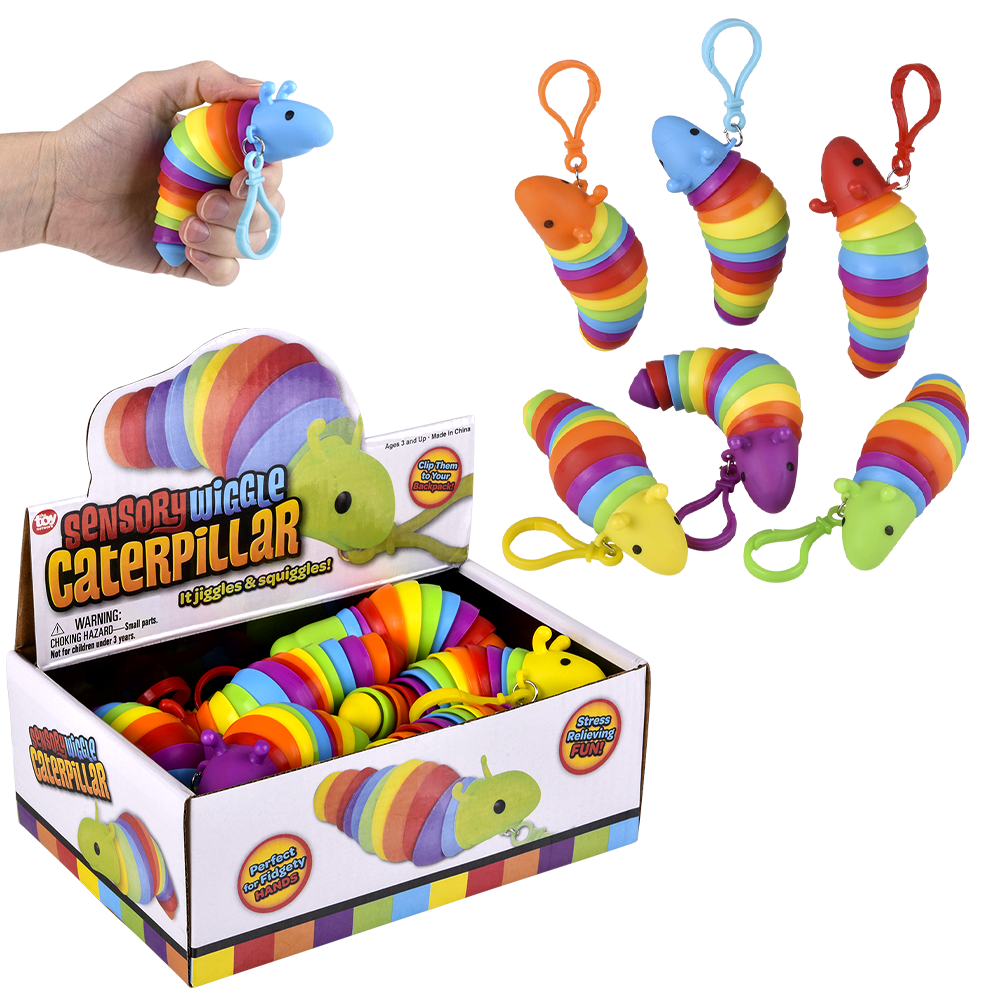 (T) 3.75" SENSORY WIGGLE CATERPILLAR CLIP ON