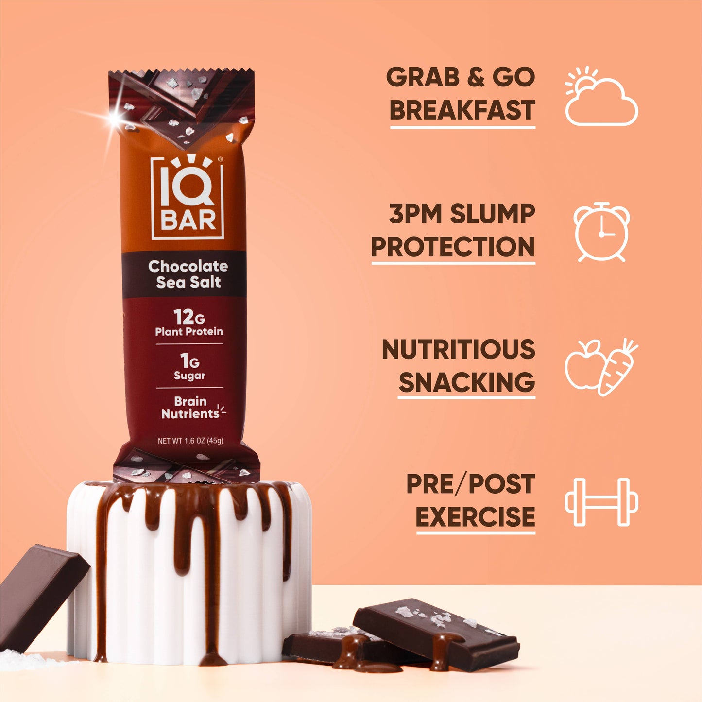 IQBAR Chocolate Sea Salt | Brain + Body Keto Protein Bars