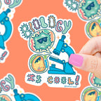 Biology Is Cool Microscope Scientist Vinyl Sticker