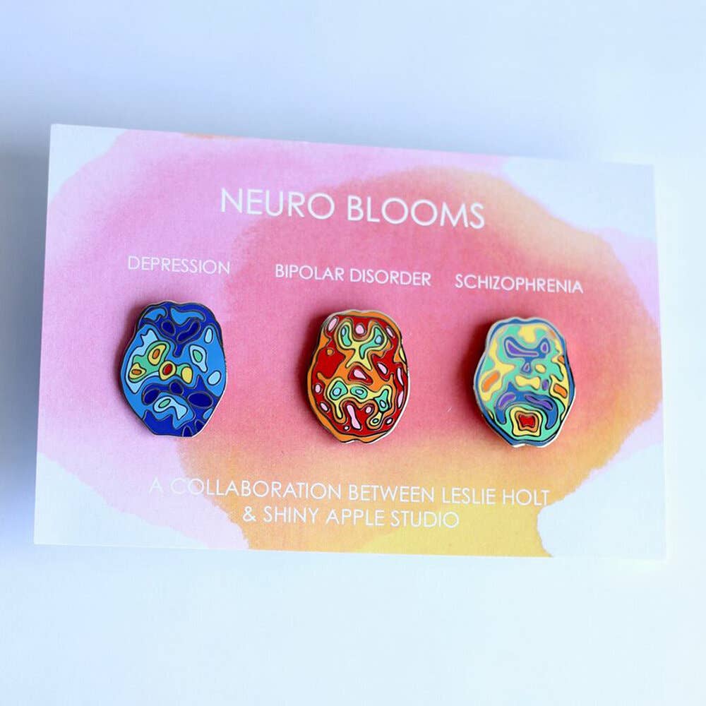 3 Pc Enamel Pin Set - Depression, Bipolar, Schizophrenia