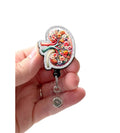 Kidney Floral Glitter Acrylic Badge Reel