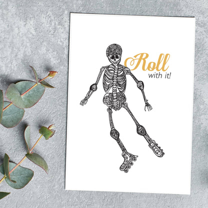 Roller Blading Skeleton - Any Occasion (#8117)