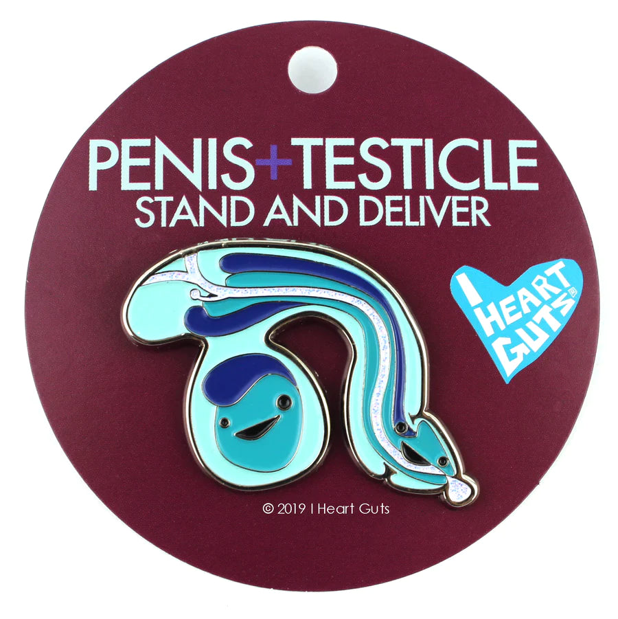 Blue Peen Enamel Lapel Pin - Sparkly Anatomical Member