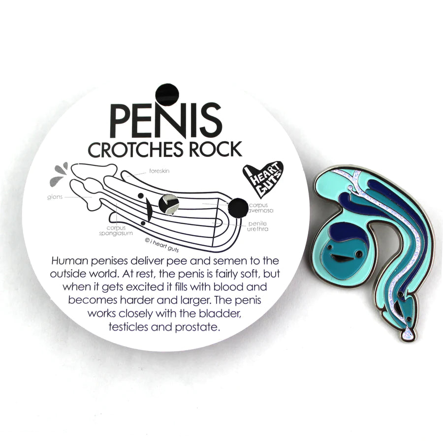 Blue Peen Enamel Lapel Pin - Sparkly Anatomical Member