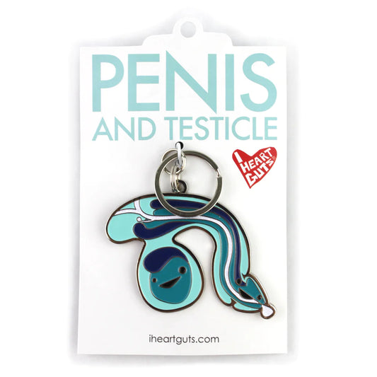 Blue Peen Keychain with Sparkly Anatomical Plumbing