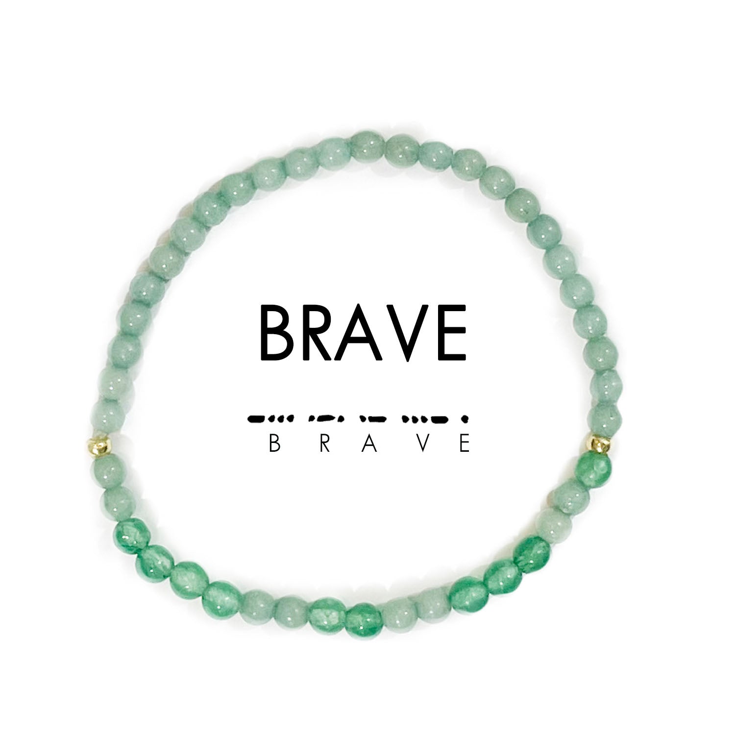 Morse Code Bracelet | BRAVE  Emerald Quartz & Green Aventurine