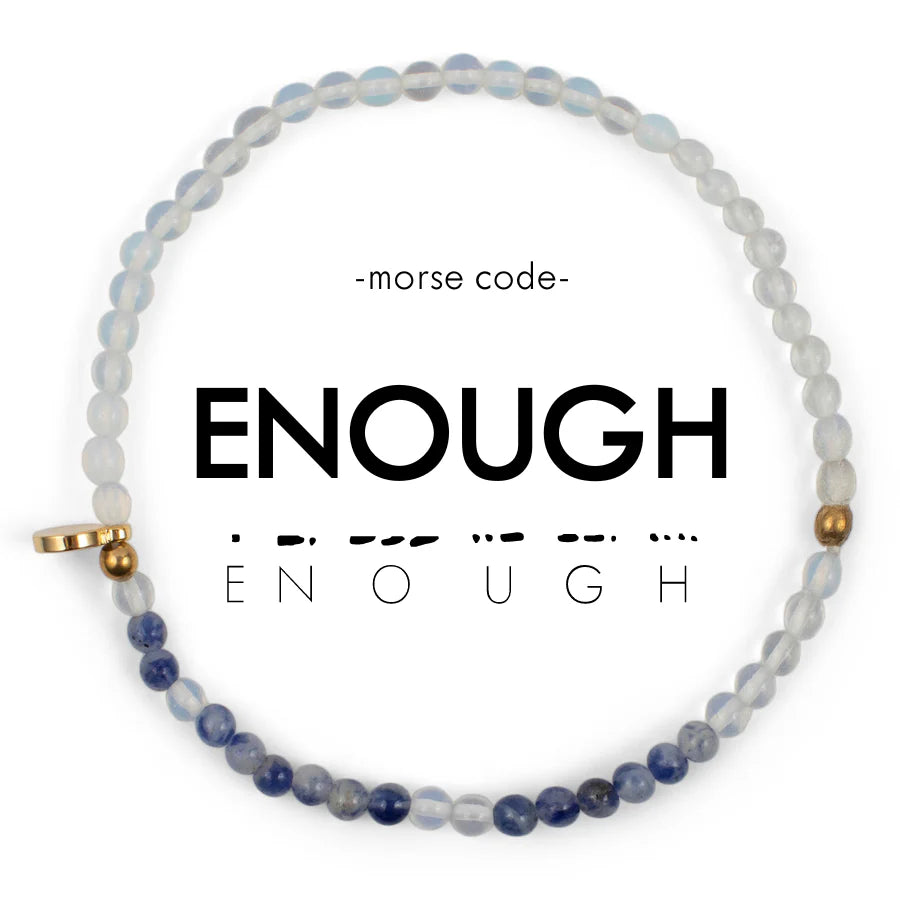 3mm Morse Code Bracelet | ENOUGH- Moonstone and Lapis