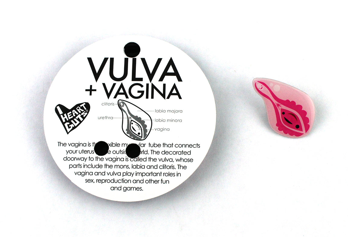 Vagina + Vulva Lapel Pin - Hooray for the Vajayjay!