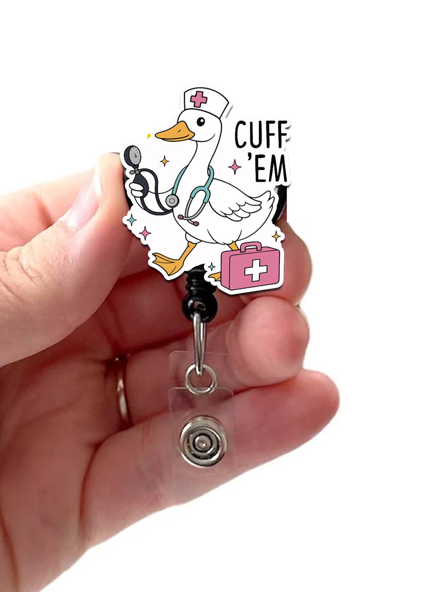 Cuff 'Em Goose Nurse Acrylic Retractable Badge Reel