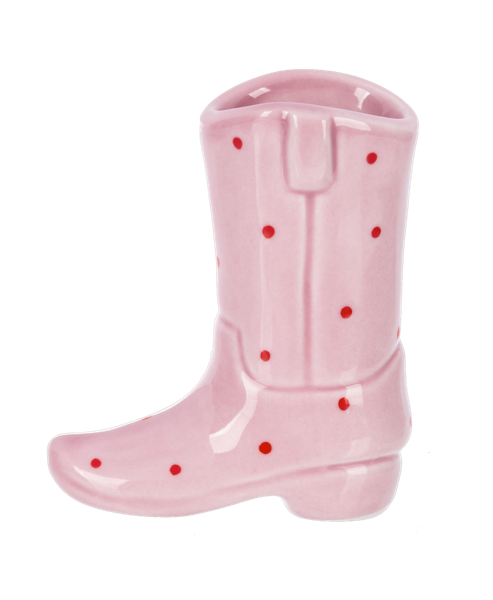 Mini Polka Dot Pink Boot Vase