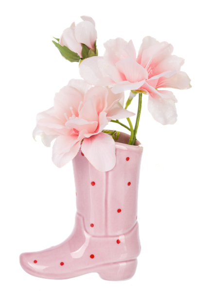 Mini Polka Dot Pink Boot Vase