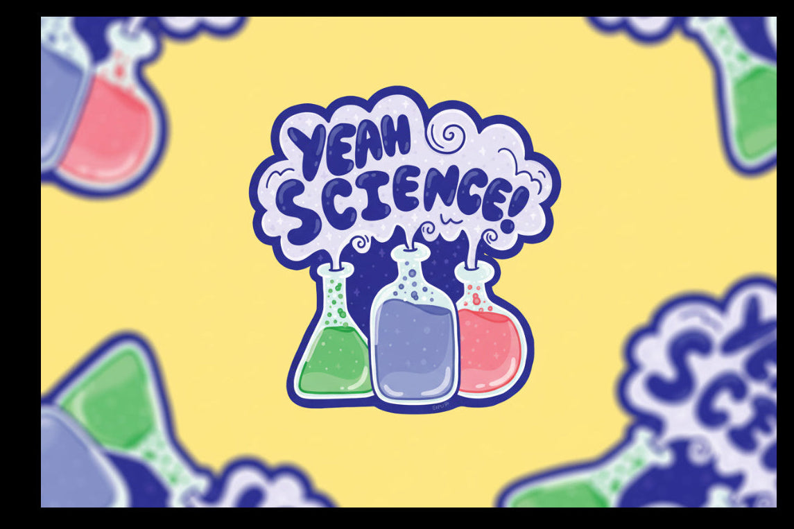 Yeah Science Laboratory Beaker Rainbow Vinyl Sticker