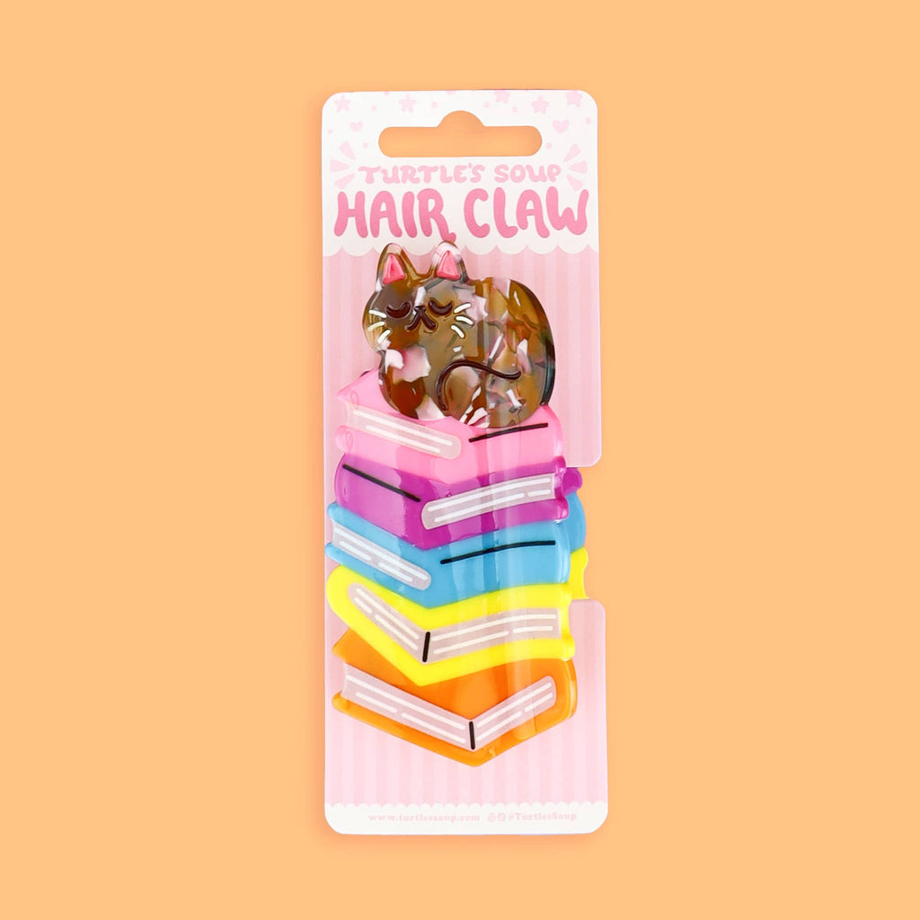 Book Stack Kitty Hair Claw, Cute Hair Accessories, Bookish