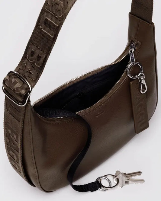 Small Recycled Leather Crescent Bag