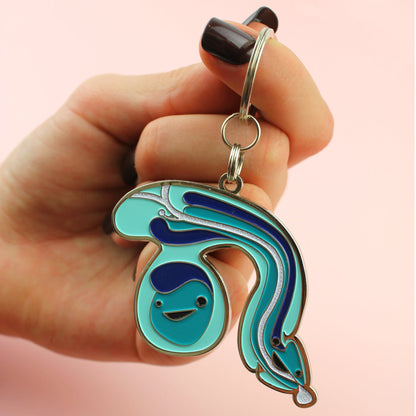 Blue Peen Keychain with Sparkly Anatomical Plumbing