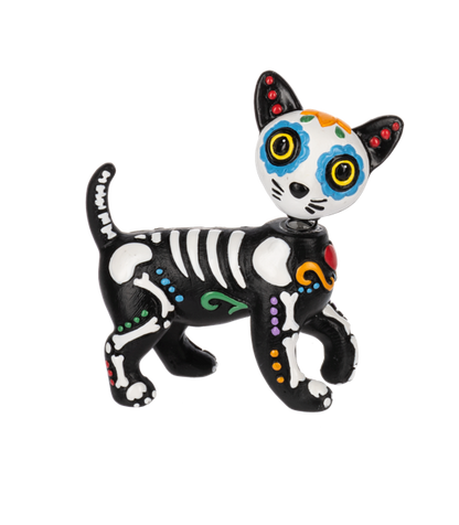 Sugar Skull Cat Figurines