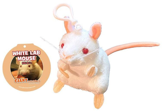 White Lab Mouse Keychain