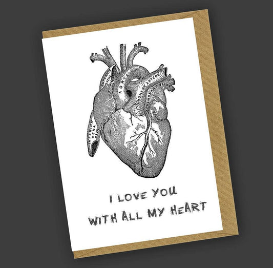 I Love You With All My Heart Greetings Card