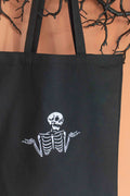Halloween Embroidered Skeleton Tote Bag