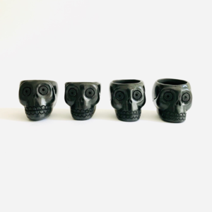Day Of The Dead Black Clay Skull Mezcaleros (4 Pack)